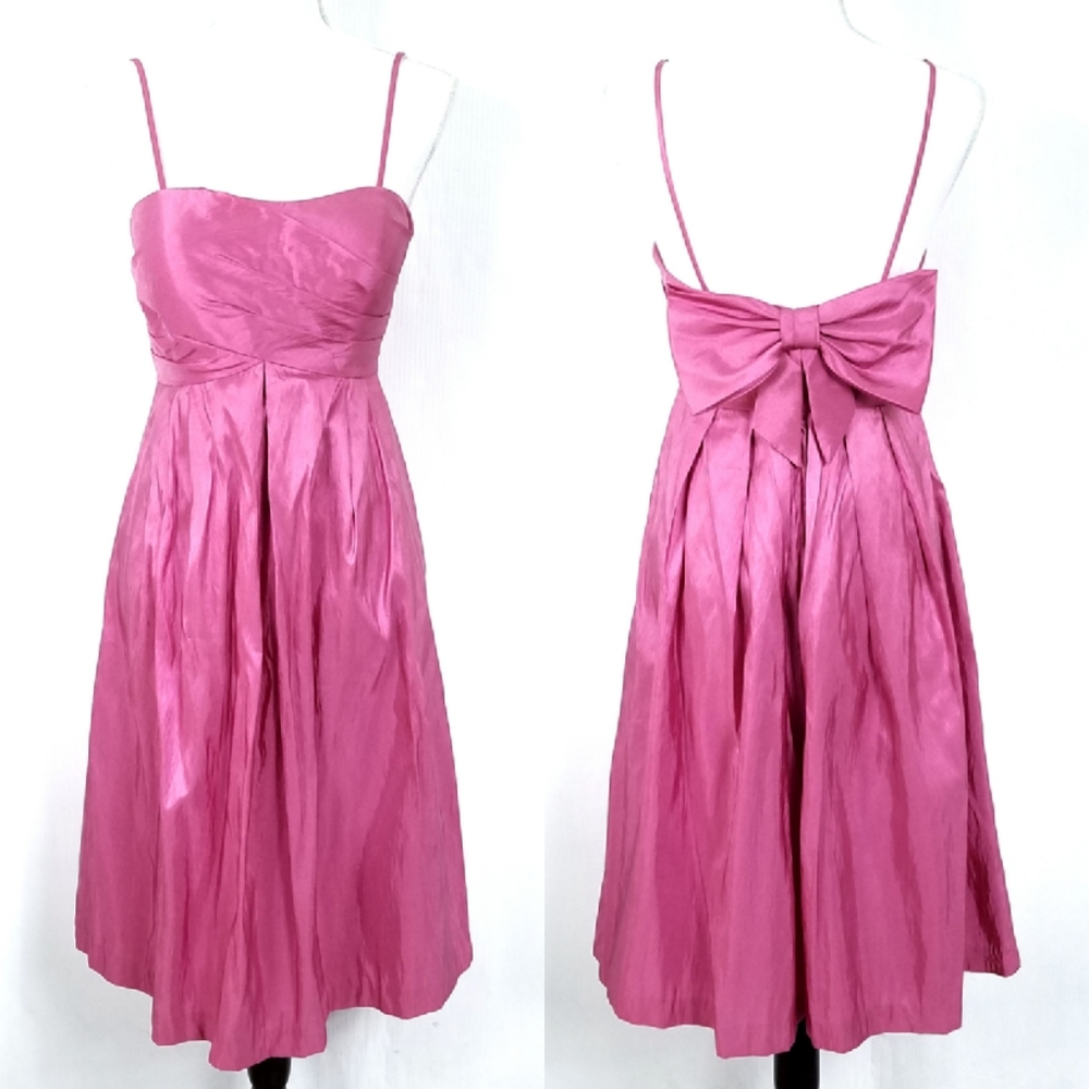 Bill Levkoff Pink Taffeta Bow Party Dress